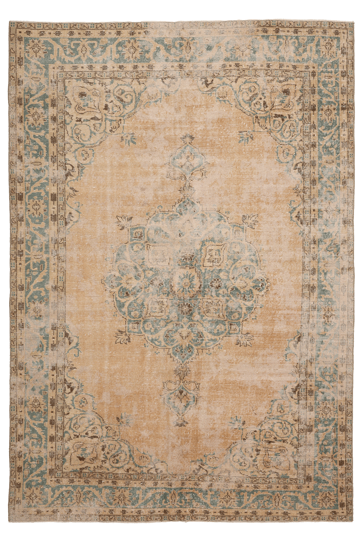 Vintage Isparta Turkish Area Rug 7x10 ft — Beige Floral