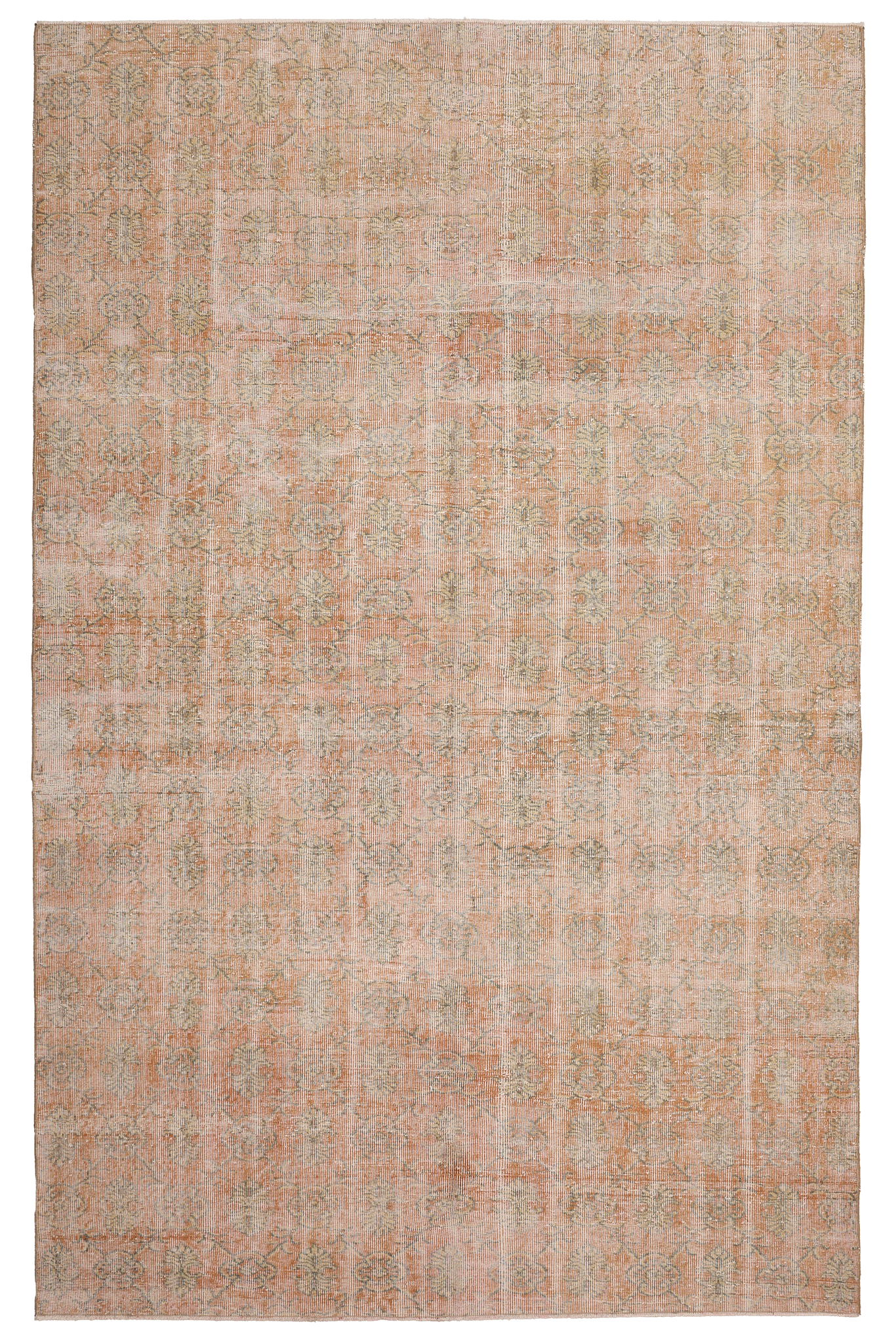 Vintage Isparta Turkish Area Rug 6x10 ft — Orange Floral