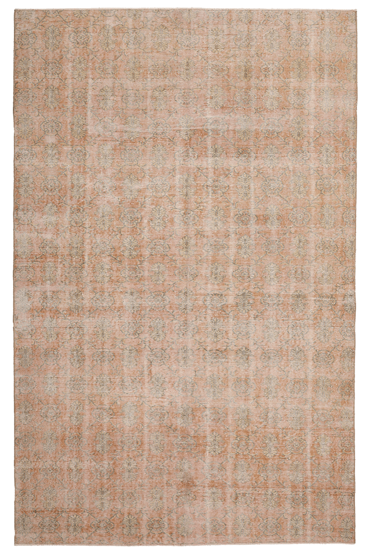 Vintage Isparta Turkish Area Rug 6x10 ft — Orange Floral