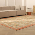 Vintage Isparta Turkish Area Rug 7x10 ft — Beige & Orange Floral