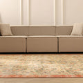 Vintage Isparta Turkish Area Rug 7x10 ft — Beige & Orange Floral