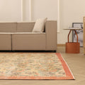 Vintage Isparta Turkish Area Rug 7x10 ft — Beige & Orange Floral