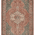 Vintage Isparta Turkish Area Rug 6x9 ft — Red & Green Floral (No. 39977)