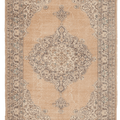 Vintage Isparta Turkish Area Rug 5x8 ft — Beige Floral (No. 39979)
