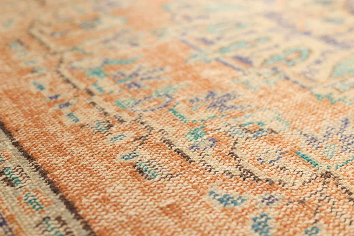 Vintage Manisa Turkish Area Rug 5x9 ft — Orange Floral