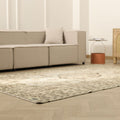 Vintage Manisa Turkish Area Rug 5x9 ft — Beige Floral (No. 39981)