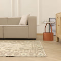 Vintage Manisa Turkish Area Rug 5x9 ft — Beige Floral (No. 39981)