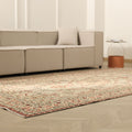 Vintage Isparta Turkish Area Rug 5x10 ft — Beige & Red Floral