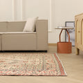 Vintage Isparta Turkish Area Rug 5x10 ft — Beige & Red Floral