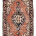Vintage Isparta Turkish Area Rug 5x9 ft — Orange Floral (No. 39984)