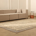Vintage Isparta Turkish Area Rug 6x10 ft — Beige & Gray Floral (No. 39985)