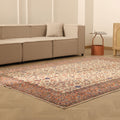 Vintage Isparta Turkish Area Rug 6x9 ft — Beige & Pink Floral