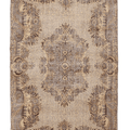 Vintage Isparta Turkish Area Rug 6x9 ft — Beige & Gray Floral (No. 39991)