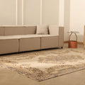 Vintage Isparta Turkish Area Rug 6x9 ft — Beige & Gray Floral (No. 39991)