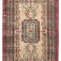 Vintage Isparta Turkish Area Rug 5x8 ft — Beige & Green Floral (No. 39992)