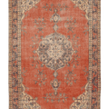 Vintage Isparta Turkish Area Rug 6x9 ft — Orange & Gray Floral (No. 39993)