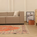 Vintage Isparta Turkish Area Rug 6x9 ft — Orange & Gray Floral (No. 39993)