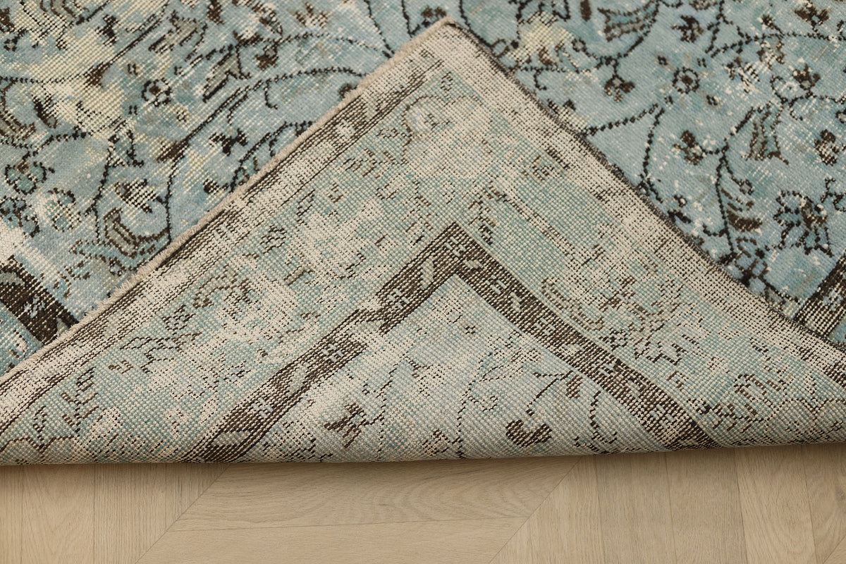 Vintage Isparta Turkish Area Rug 5x9 ft — Blue Overdyed (No. 40012)
