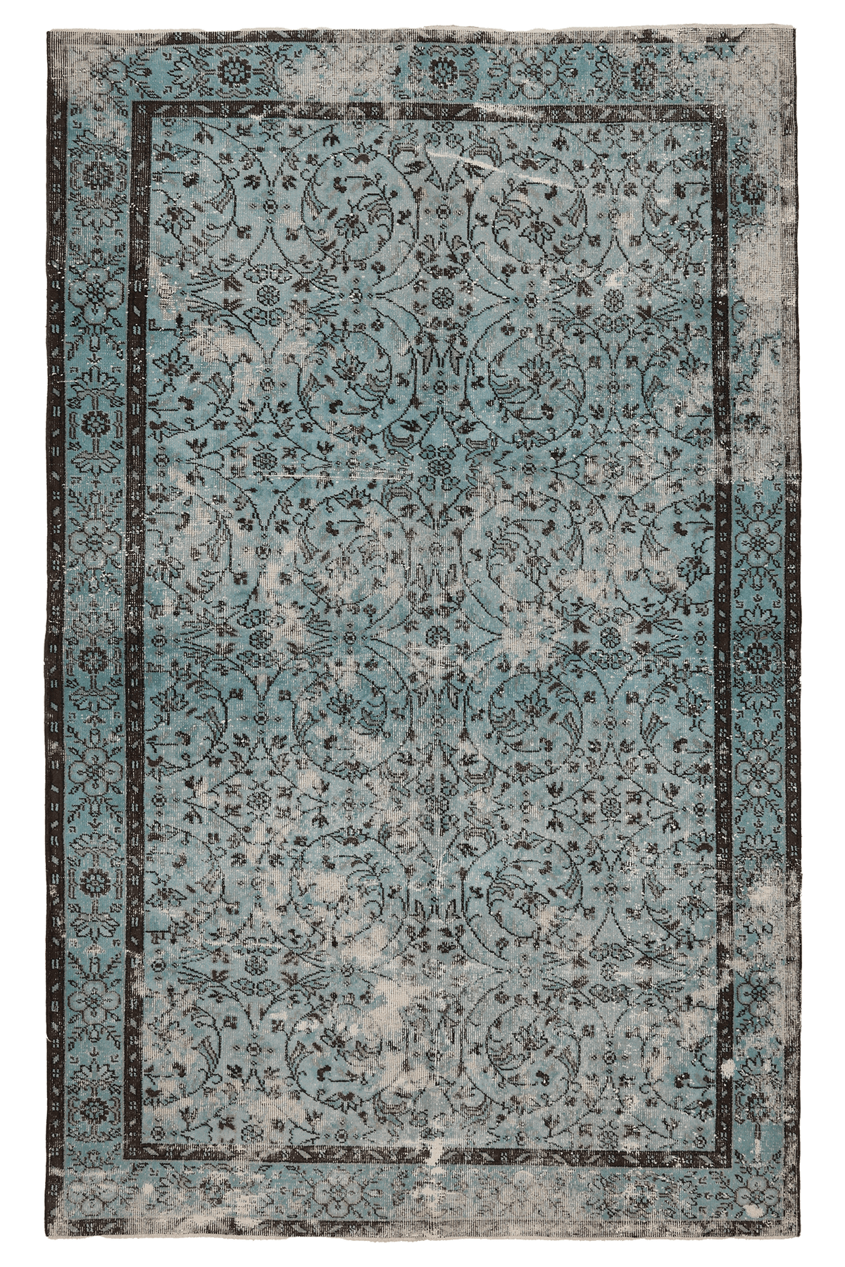 Vintage Isparta Turkish Area Rug 5x9 ft — Blue Overdyed (No. 40012)