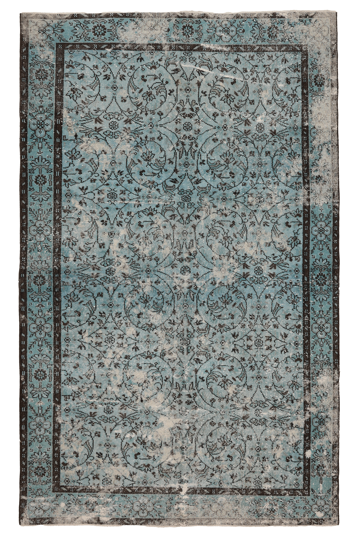 Vintage Isparta Turkish Area Rug 5x9 ft — Blue Overdyed (No. 40012)