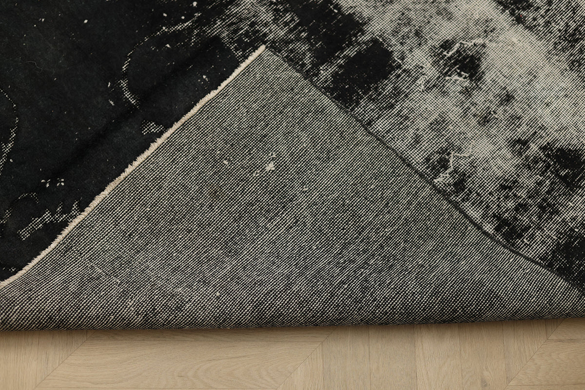 Vintage Isparta Turkish Area Rug 5x7 ft — Black Overdyed