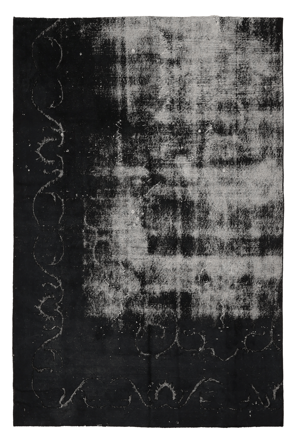Vintage Isparta Turkish Area Rug 5x7 ft — Black Overdyed