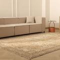 Vintage Isparta Turkish Area Rug 6x10 ft — Beige & Brown Floral (No. 40015)