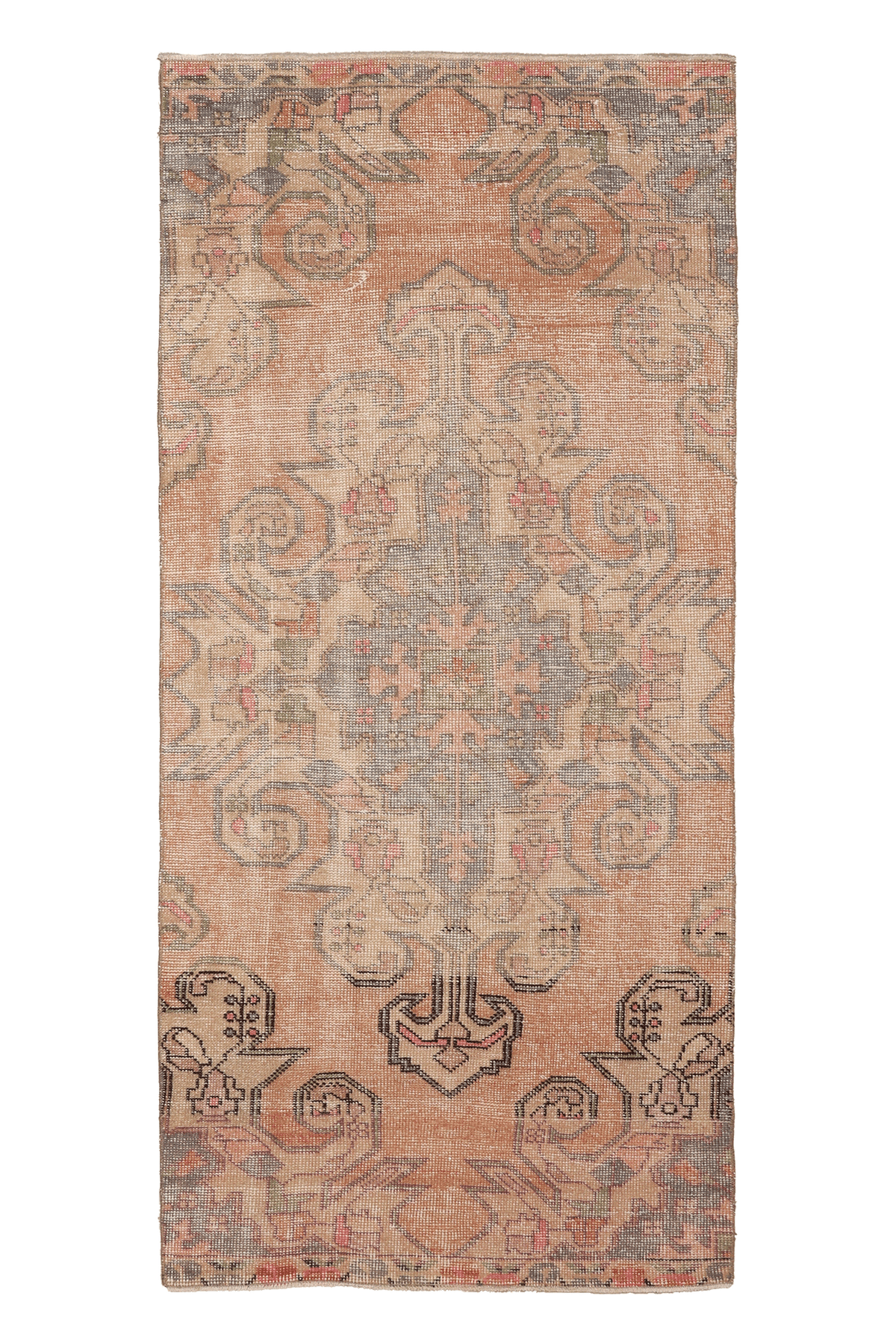 Vintage Nevşehir Turkish Runner Rug 3x7 ft — Beige & Brown Distressed