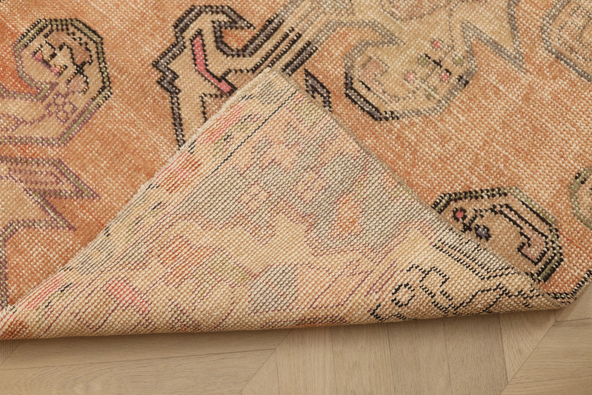 Vintage Nevşehir Turkish Runner Rug 3x7 ft — Beige & Brown Distressed