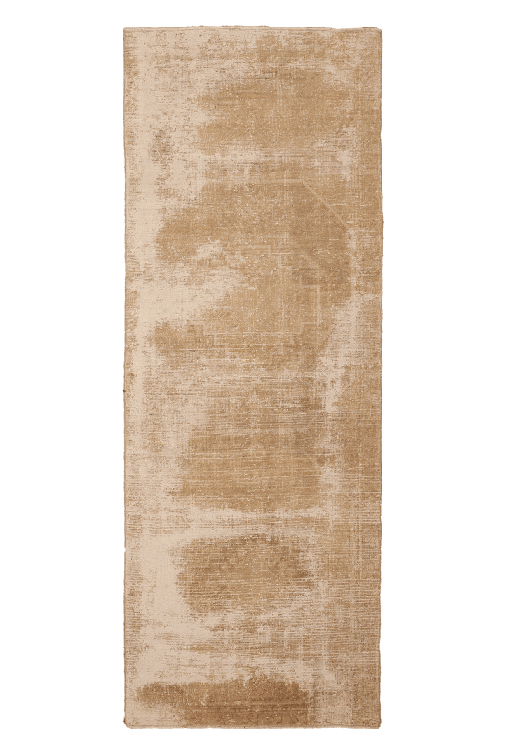 Vintage Malatya Turkish Runner Rug 3x9 ft — Beige & Brown Distressed