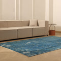Vintage Isparta Turkish Area Rug 5x9 ft — Blue & Gray Overdyed