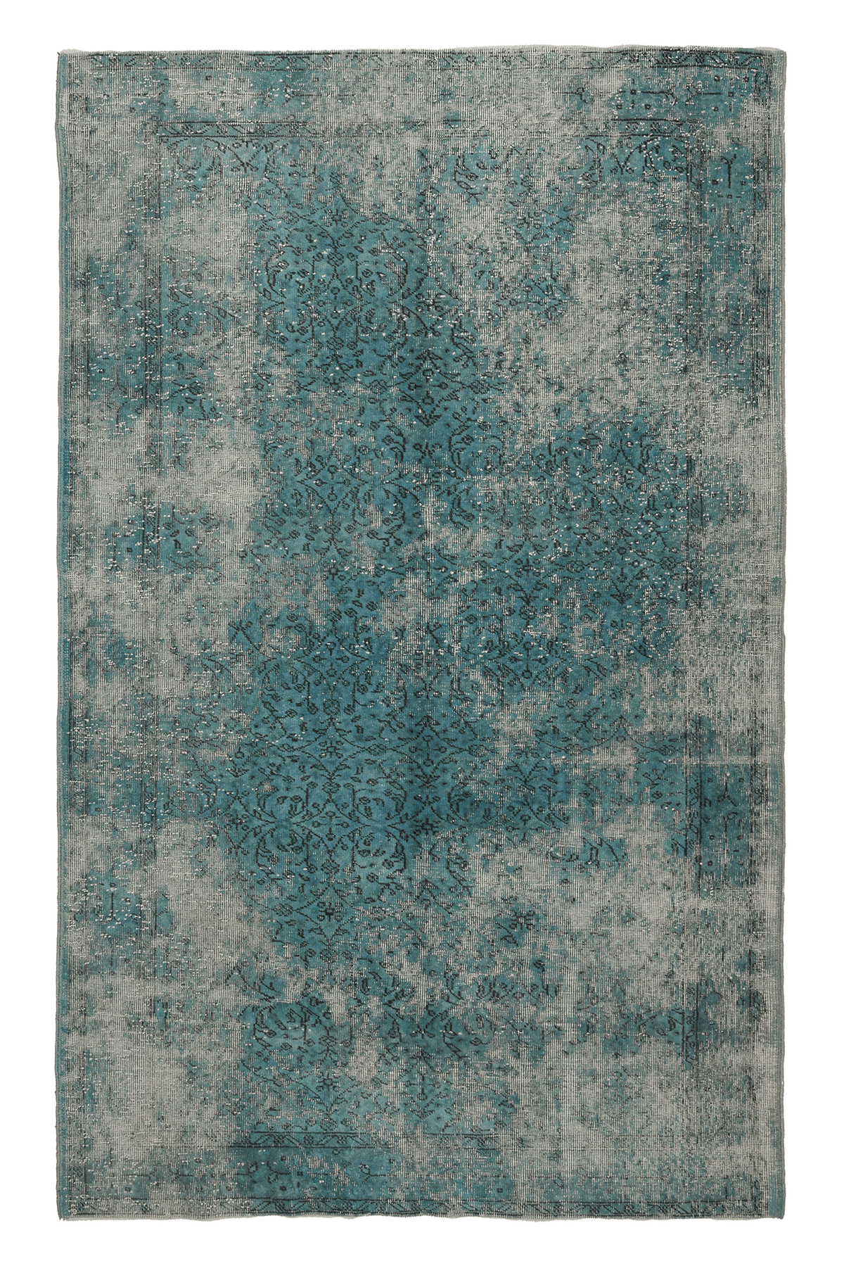 Vintage Isparta Turkish Area Rug 5x9 ft — Blue & Gray Overdyed (No. 40076)