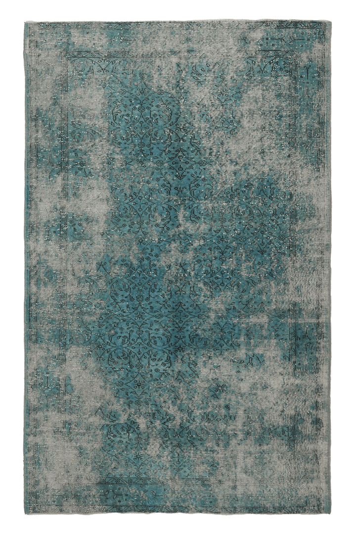 Vintage Isparta Turkish Area Rug 5x9 ft — Blue & Gray Overdyed (No. 40076)
