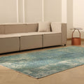 Vintage Isparta Turkish Area Rug 5x9 ft — Blue & Gray Overdyed (No. 40076)