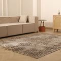 Vintage Isparta Turkish Area Rug 6x8 ft — Gray & Brown Floral