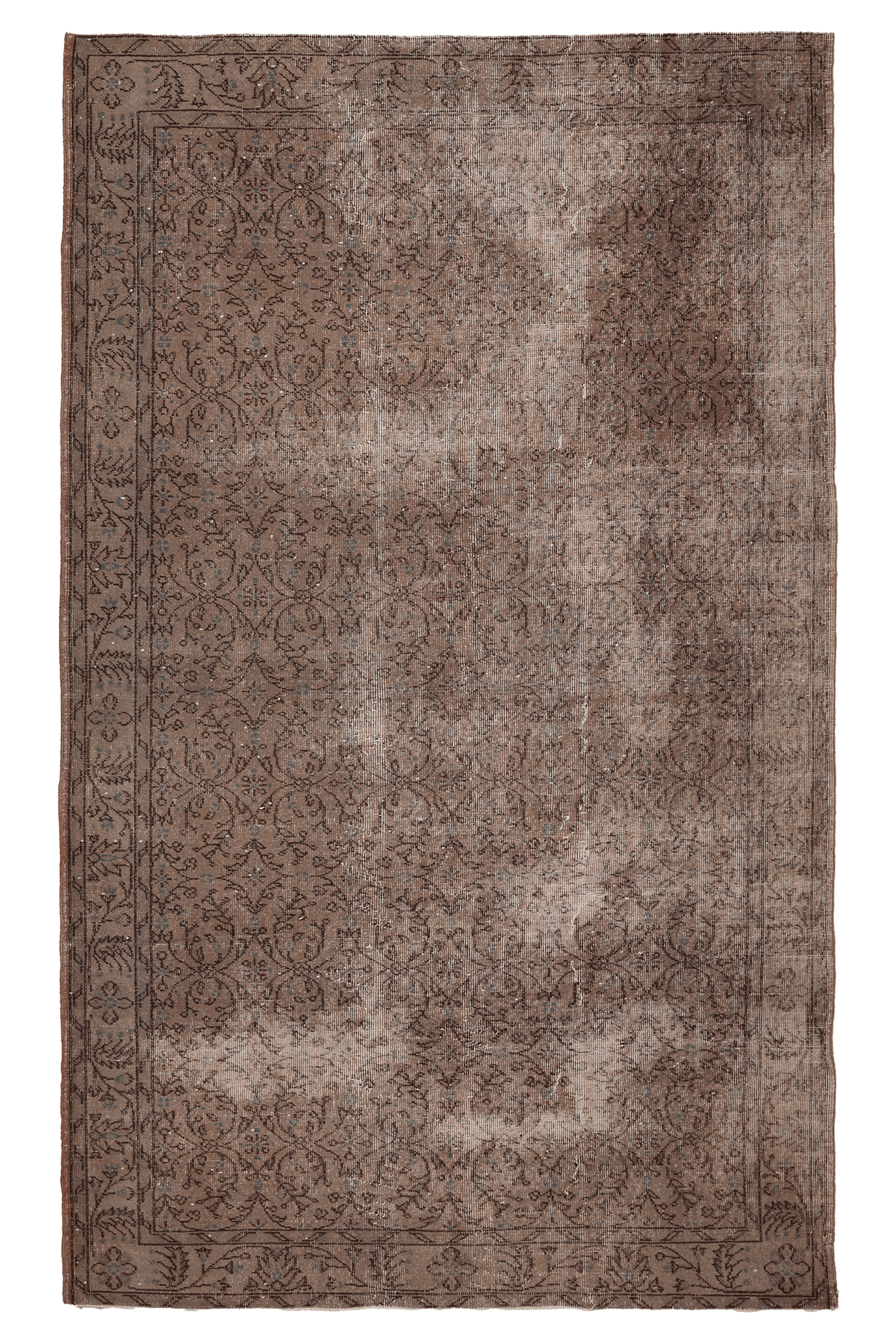 Vintage Isparta Turkish Area Rug 5x9 ft — Brown & Beige Floral (No. 40079)