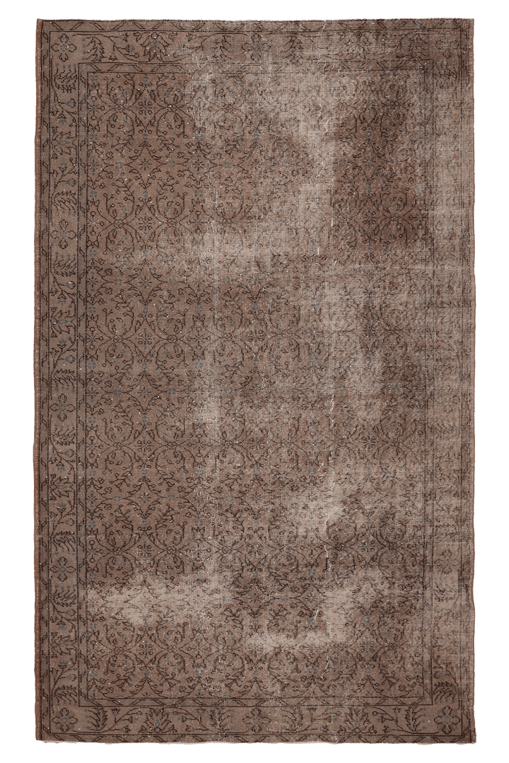 Vintage Isparta Turkish Area Rug 5x9 ft — Brown & Beige Floral (No. 40079)