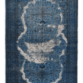 Vintage Isparta Turkish Area Rug 5x8 ft — Blue & White Floral