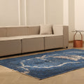 Vintage Isparta Turkish Area Rug 5x8 ft — Blue & White Floral