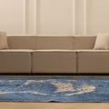 Vintage Isparta Turkish Area Rug 5x8 ft — Blue & White Floral