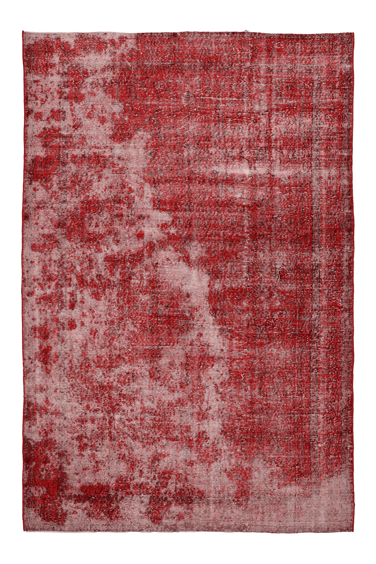 Vintage Isparta Turkish Area Rug 6x10 ft — Red & Gray Overdyed