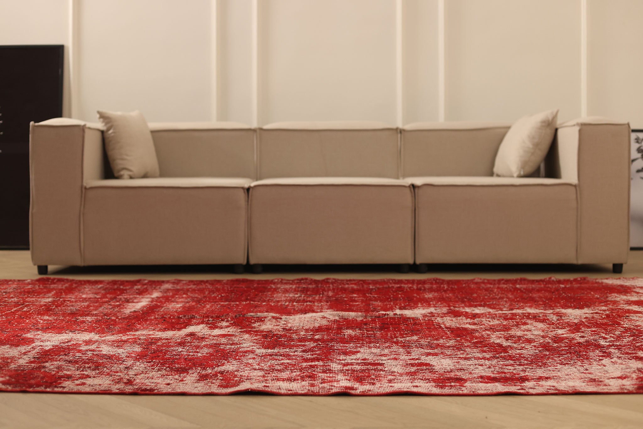Vintage Isparta Turkish Area Rug 6x10 ft — Red & Gray Overdyed