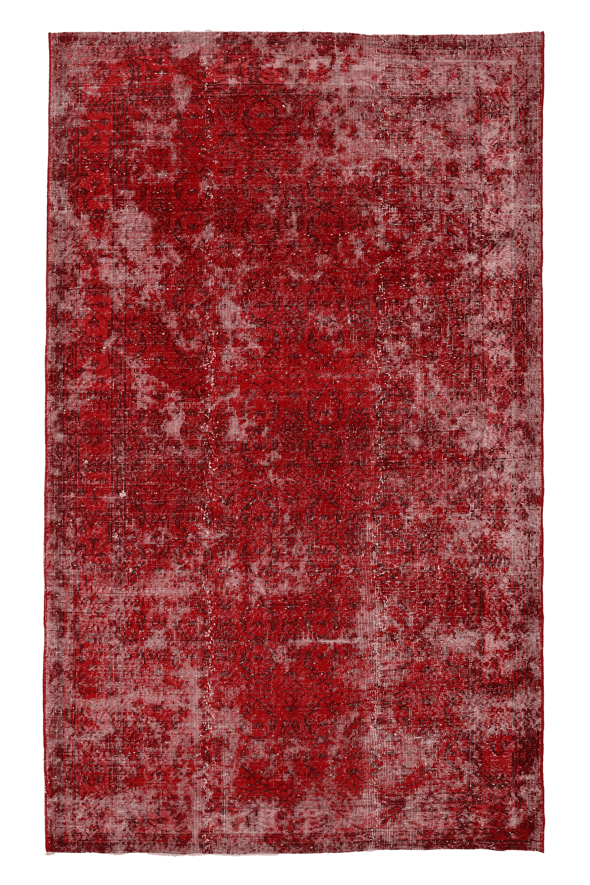 Vintage Isparta Turkish Area Rug 5x9 ft — Red Overdyed (No. 40086)