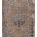 Vintage Isparta Turkish Area Rug 6x9 ft — Beige & Gray Floral