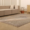 Vintage Isparta Turkish Area Rug 6x9 ft — Beige & Gray Floral