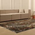 Vintage Isparta Turkish Area Rug 5x9 ft — Gray & Red Distressed