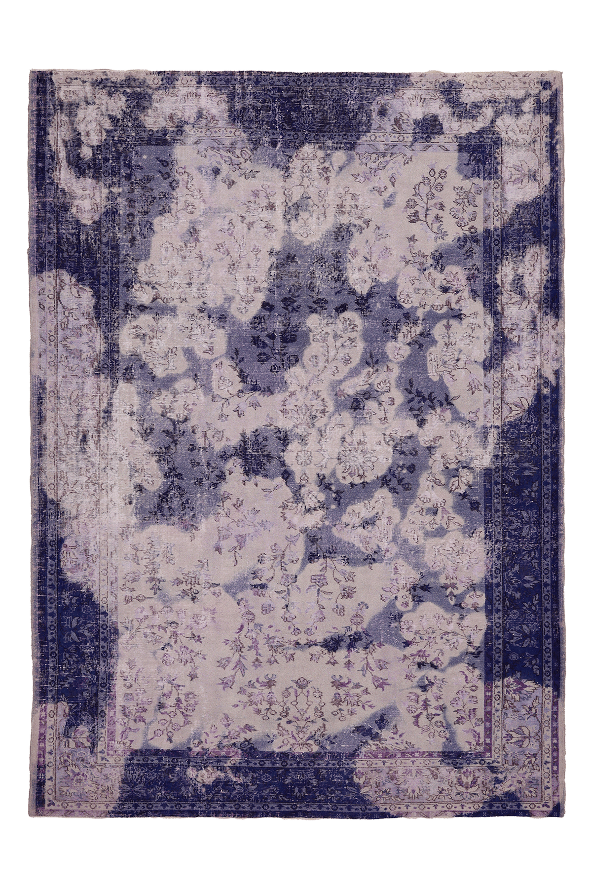 Vintage Isparta Turkish Area Rug 6x9 ft — Blue & Pink Overdyed