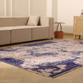 Vintage Isparta Turkish Area Rug 6x9 ft — Blue & Pink Overdyed
