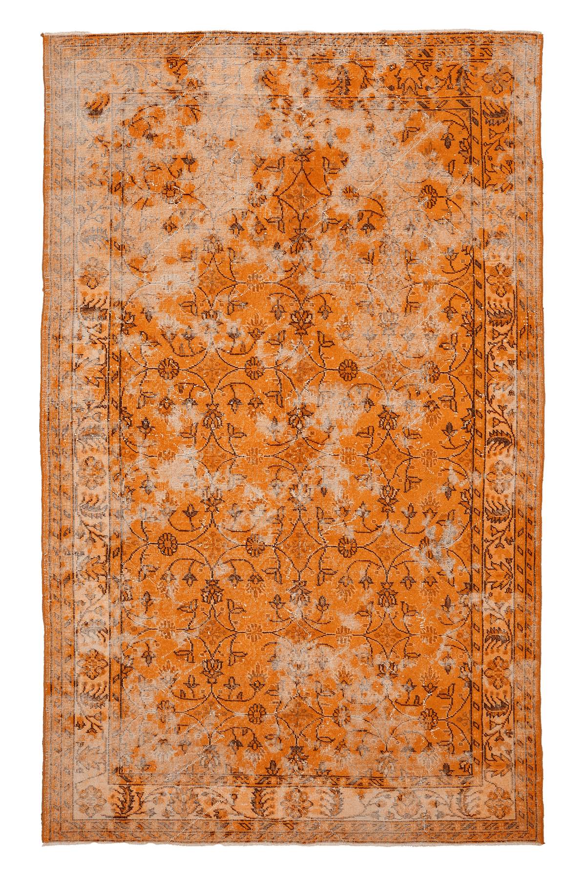 Vintage Isparta Turkish Area Rug 5x9 ft — Orange Overdyed