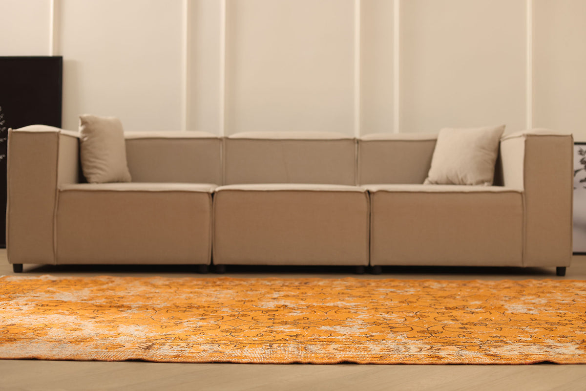 Vintage Isparta Turkish Area Rug 5x9 ft — Orange Overdyed